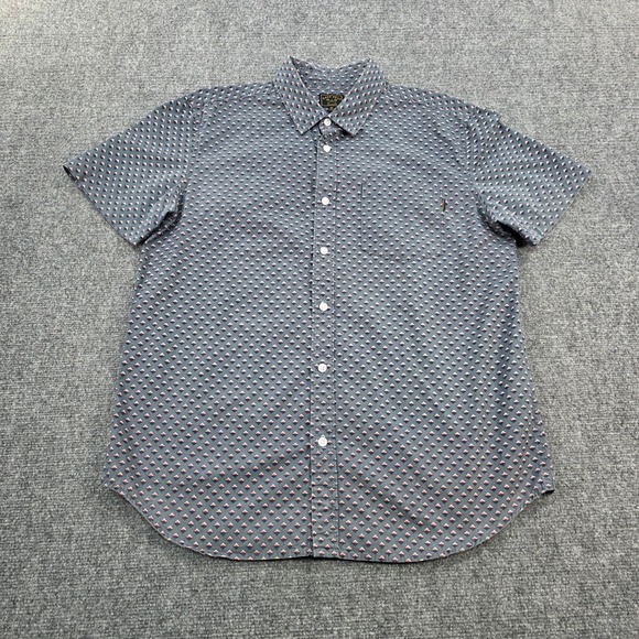 Dark Seas Division Men's Button Up Short Sleeve Diamond Print Casual Shirt - Picture 1 of 7